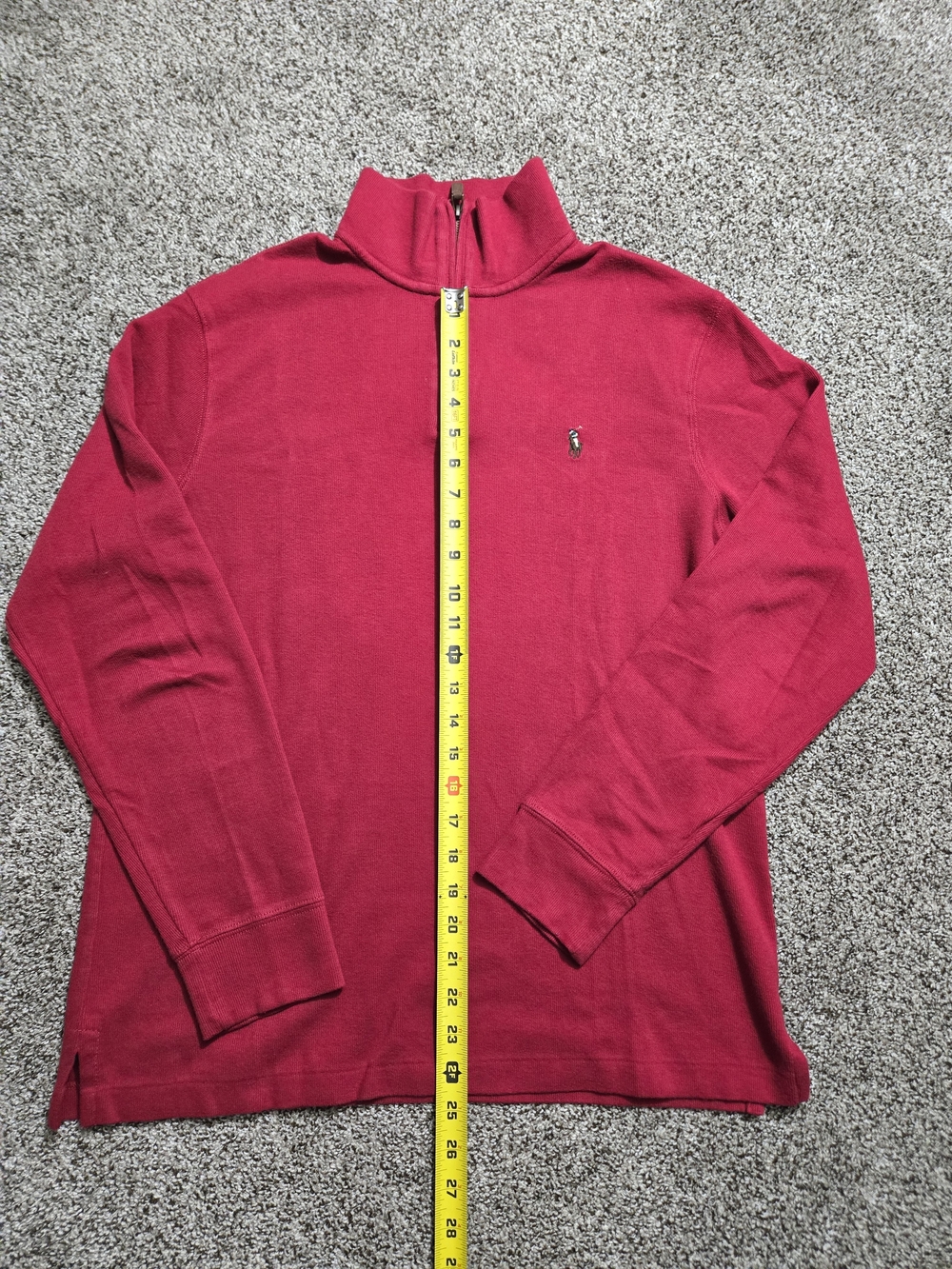 Ralph Lauren Men’s Red Quarter-Zip Mock Neck Sweater